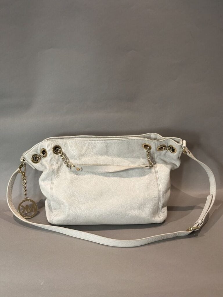 MICHAEL KORS - Sac en cuir crème, double poignée, bandoulière réglable en cuir…