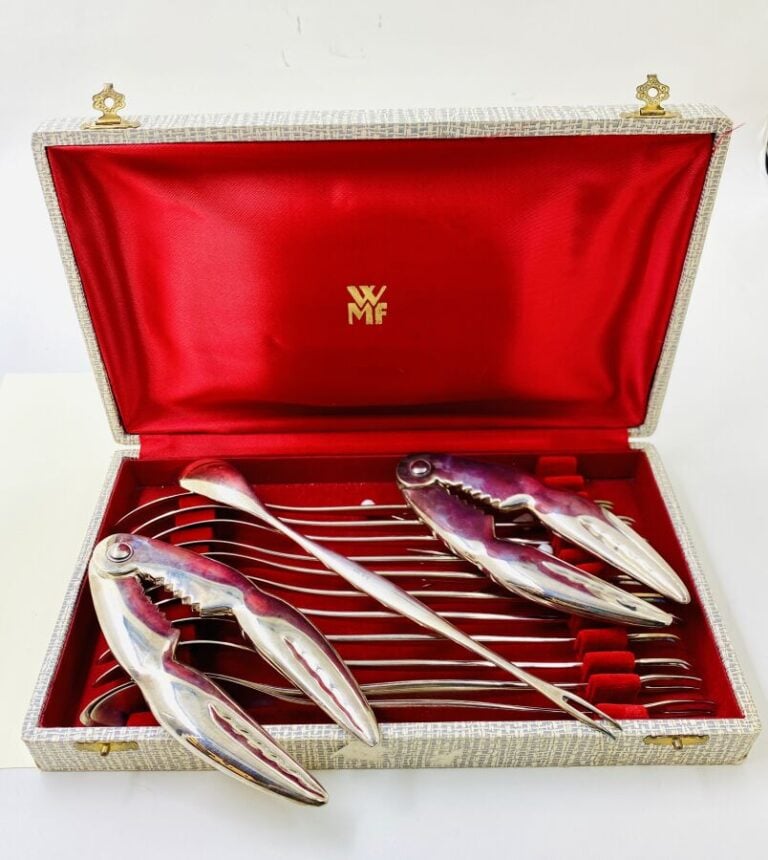 WMF. Ensemble de 12 spatules/fourchettes à fruits de mer en métal argenté - Lon…