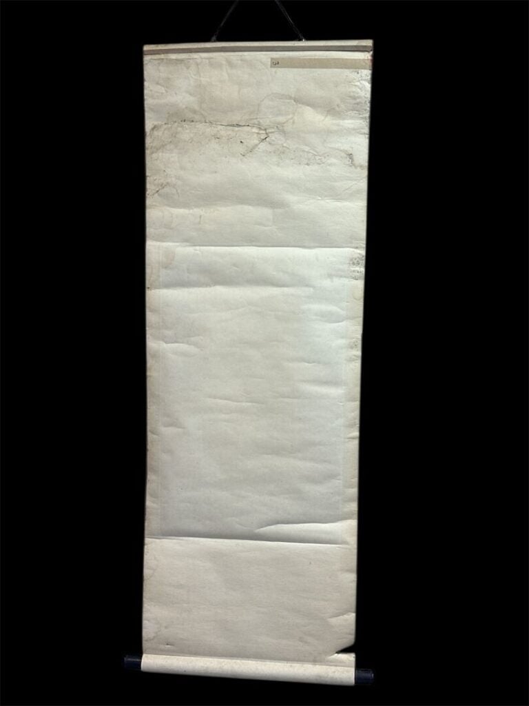 2 rouleaux dans le goût chinois - Encre sur papier marouflé sur tissu - H : 134…