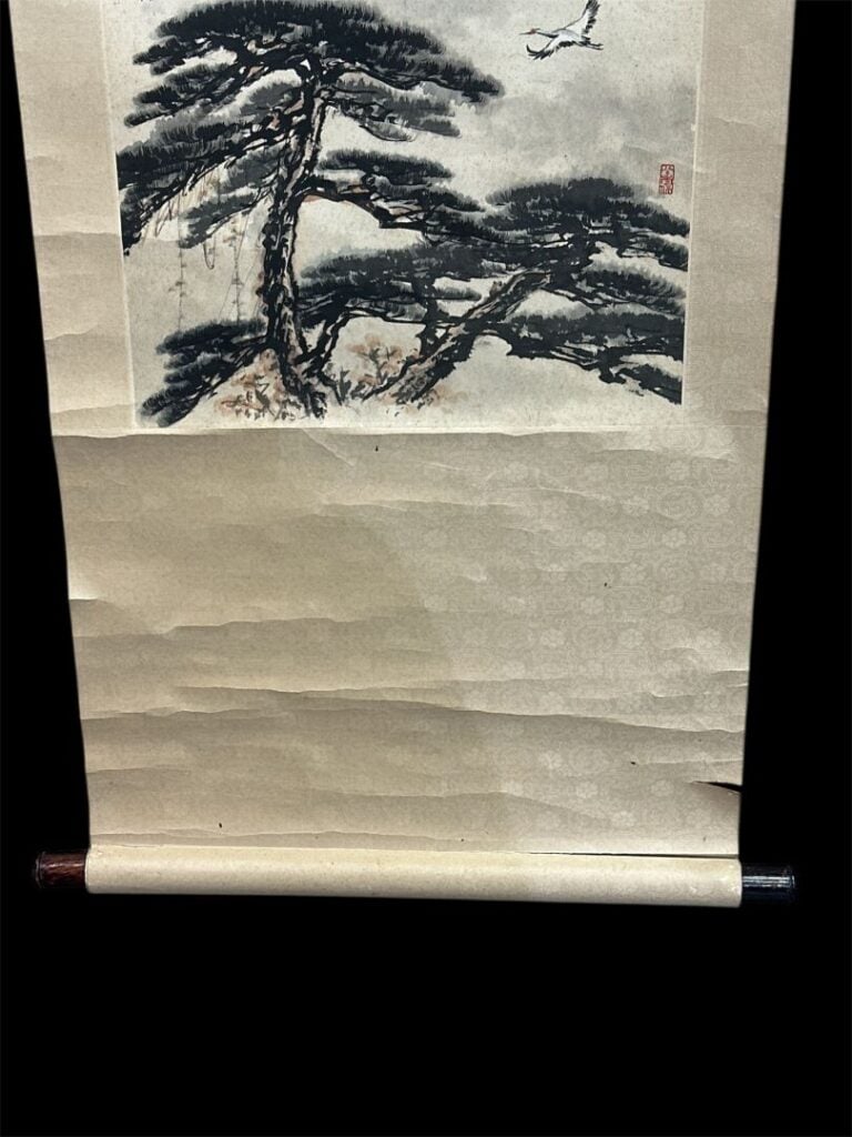 2 rouleaux dans le goût chinois - Encre sur papier marouflé sur tissu - H : 134…