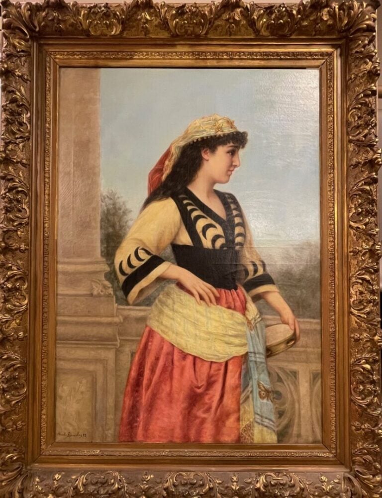 Amélie BARNICHON (XIXe-XXe) - L'Italienne au tambourin - Huile sur toile, signé…