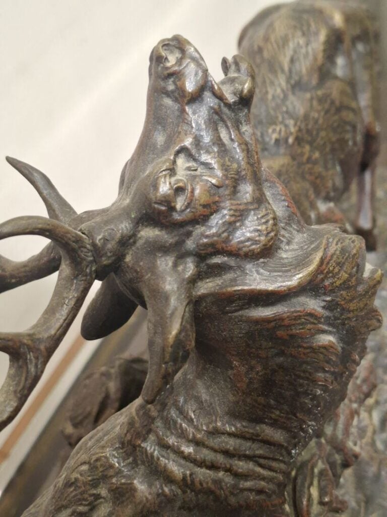 Clovis Edmond MASSON (1838-1913) - Le combat de cerfs - Épreuve en bronze à pat…