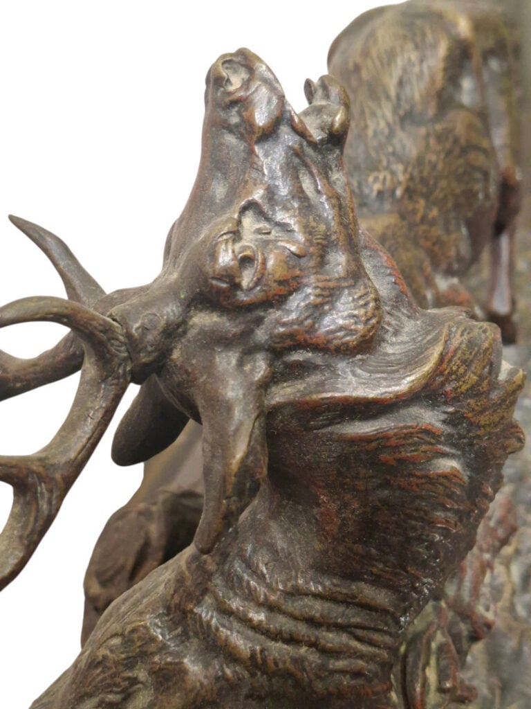 Clovis Edmond MASSON (1838-1913) - Le combat de cerfs - Épreuve en bronze à pat…