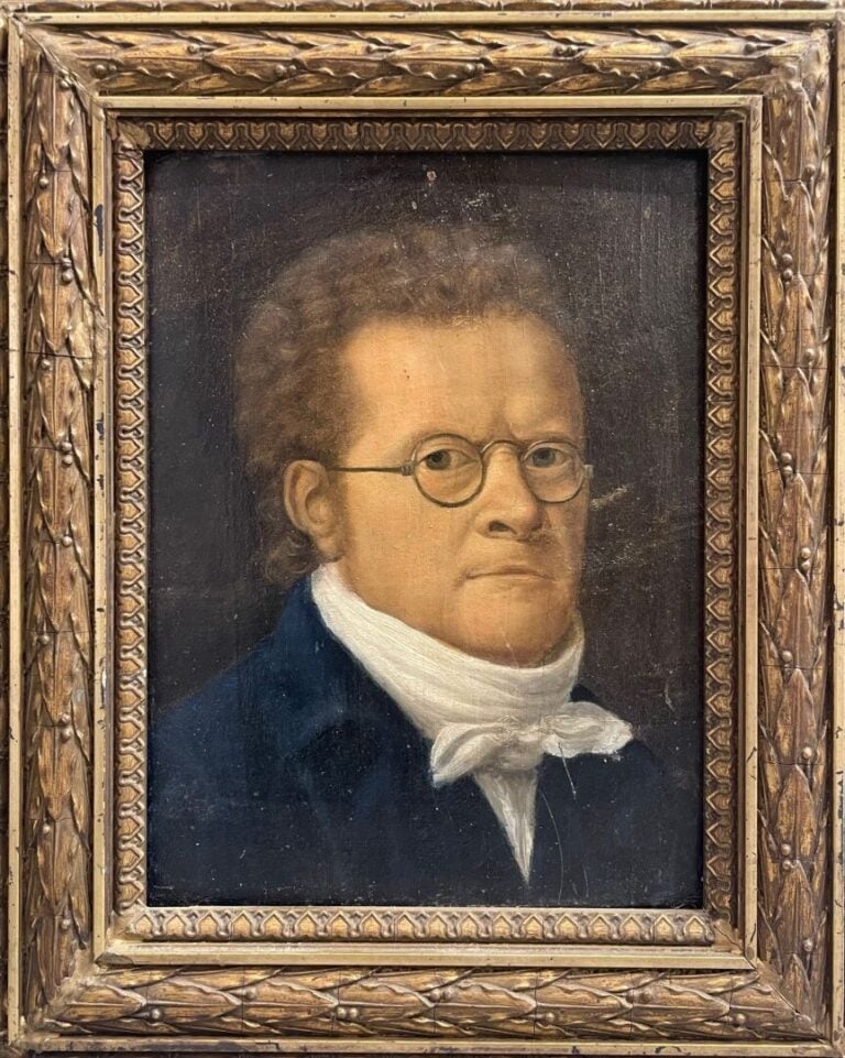 Ecole française fin XIXe - début XXe - Portrait d'homme aux lunettes - Huile su…