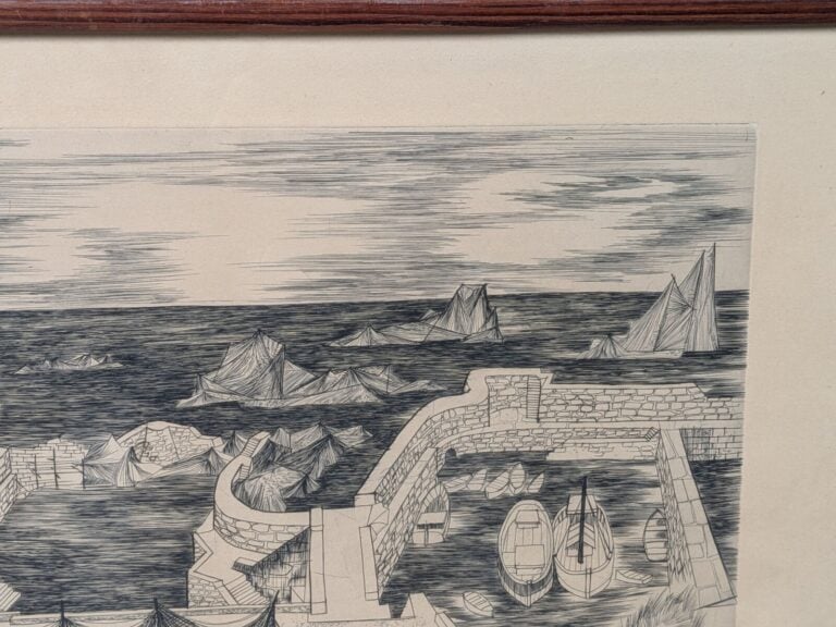 "Le port" - Pointe-sèche - Signée en bas à droite et dédicacée et numérotée 23-…