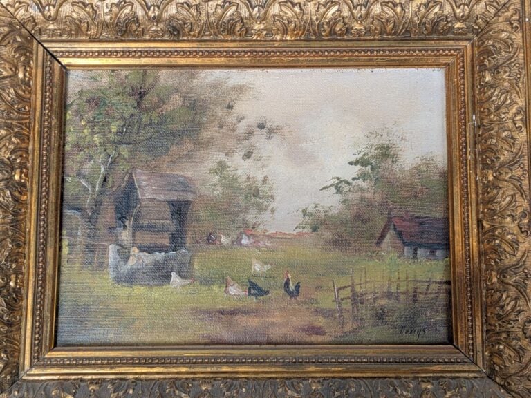 Lot comprenant : - DENYS - La ferme - huile sur toile signée en bas à droite -…