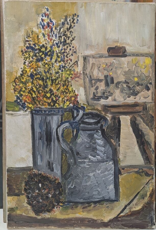 Lot comprenant : - - "Souvenirs Arles 1934" - Huile sur panneau - 80.5 x 58.5 c…