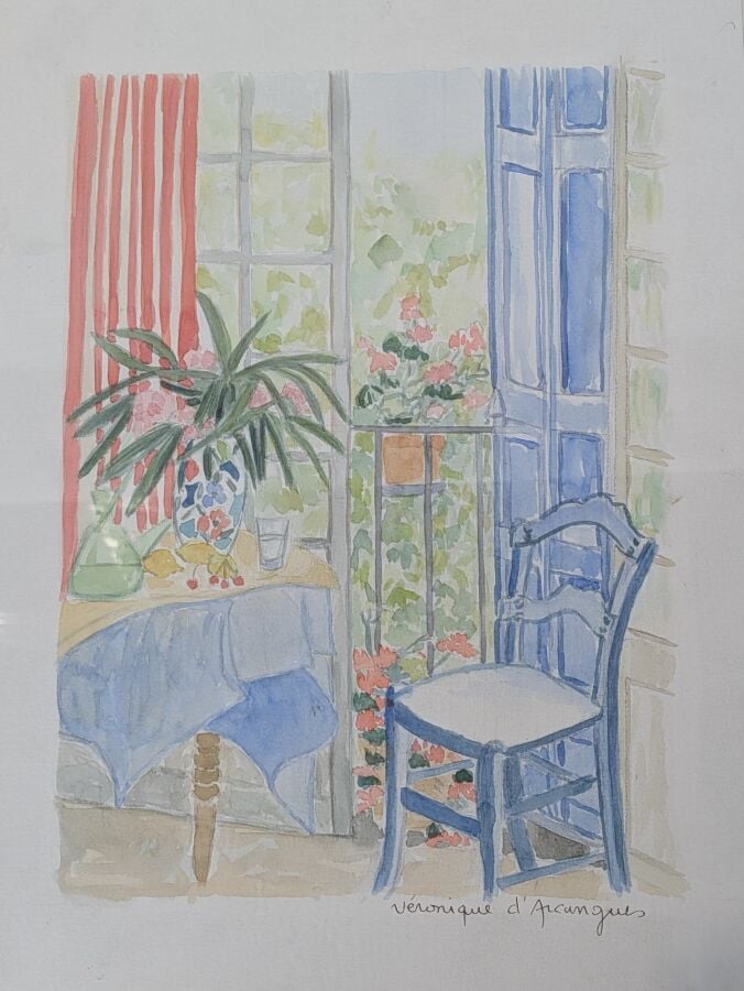 Lot de 3 aquarelles : - - Renée de Seilhean - Lisbonne - Encre et aquarelle - S…