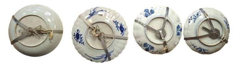 Lot de quatre assiettes : trois de porcelaine Imari vers 1900 et une de la Comp…