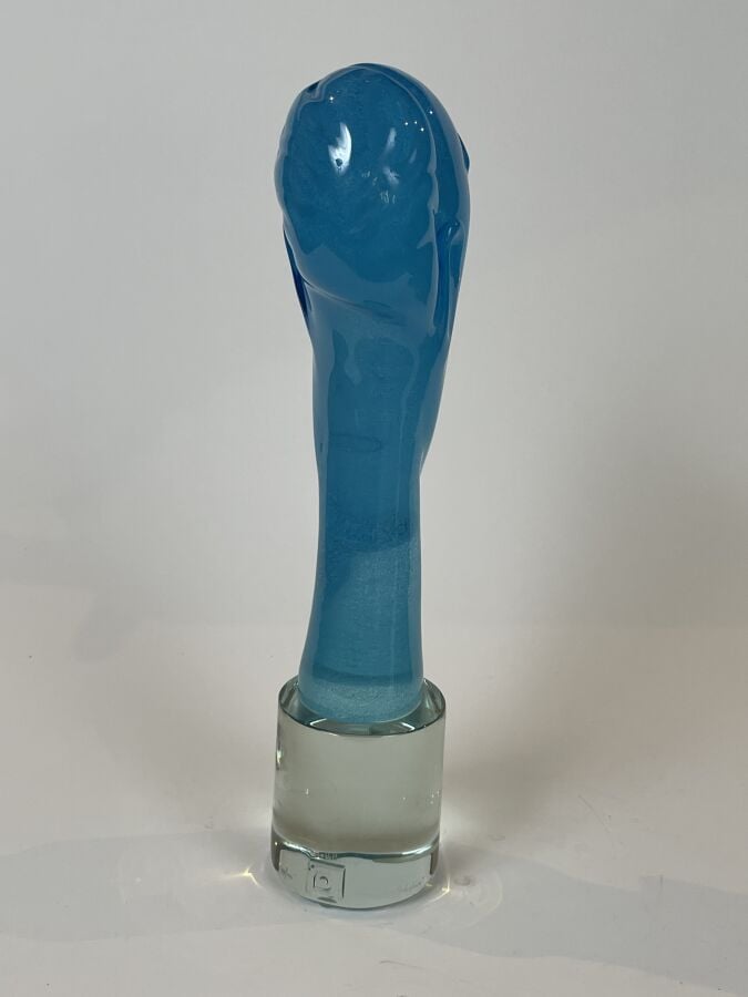 MARIO FURLAN (1963-) - Hommage à Modigliani - Verre bleu et transparent - H: 50…