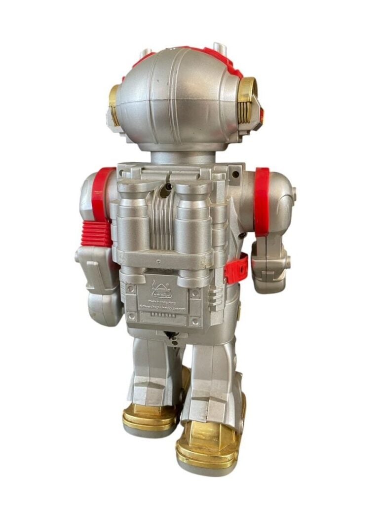 Robot Toby walking talking en plastique gris - H : 40 cm - (manque un pistolet)