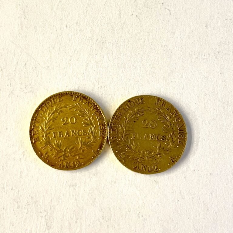 2 pièces 20 Francs or Bonaparte 1er Consul An 12 Poids : 12.82 g