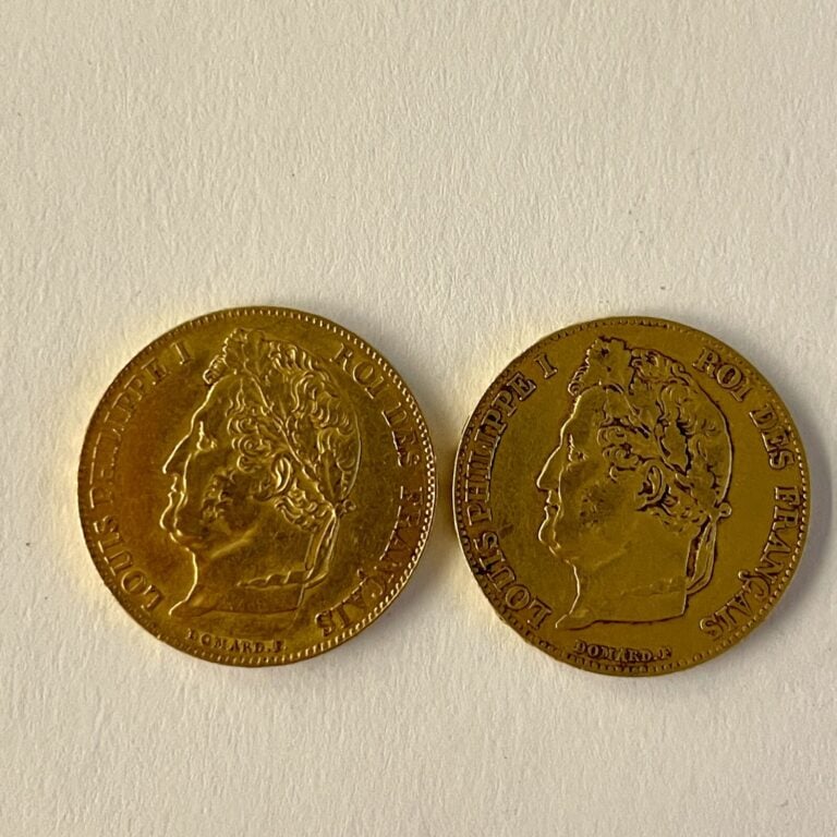 2 pièces de 20 Francs or Louis Philippe I Roi des Français (1840 et 1847). Poid…