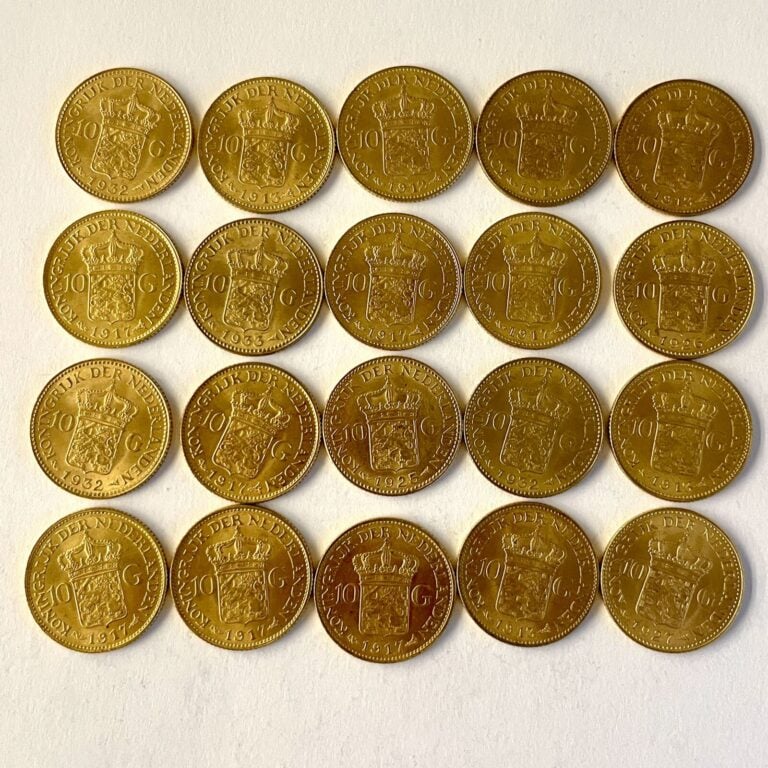 20 Florins or Wilhelmina (1912,1913, 1917,1925,1926, 1927, 1932,1933). Poids :…