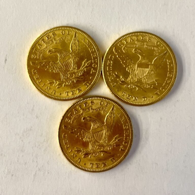 3 pièces de 10 dollars or Lady Liberty 1901 Poids : 50.13 g