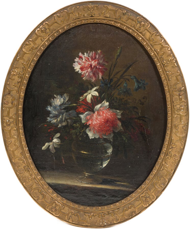 ATTRIBUÉ À NICOLAS - BAUDESSON (1611-1680) - Fleurs coupées dans un vase sur -…
