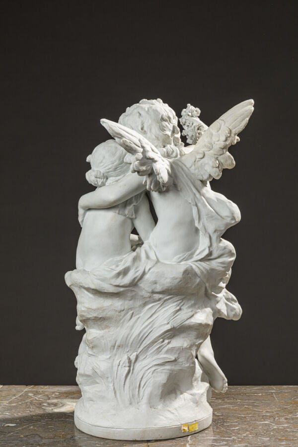 D'après Auguste Moreau (1834-1917) - Groupe biscuit "Le baiser" représentant un…