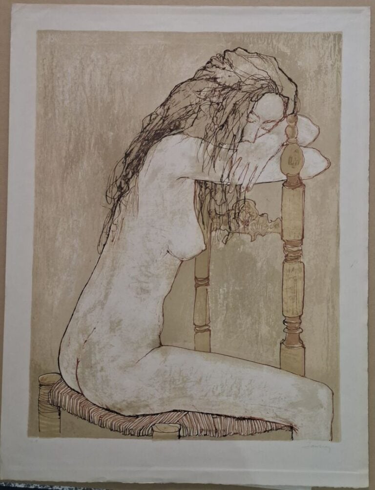 Ensemble comprenant : - -Une lithographie de Raymond PEYNET (1908-1999), "Ne te…