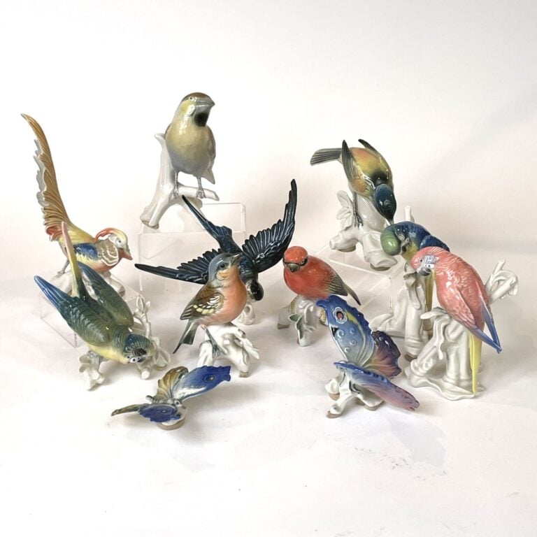 Ensemble d'oiseaux en porcelaine allemande