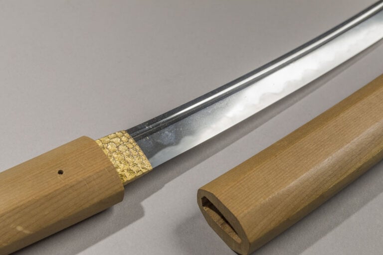 JAPON - XIXème siècle - Jolie lame de sabre Wakizashi montée en shirasaya à poi…