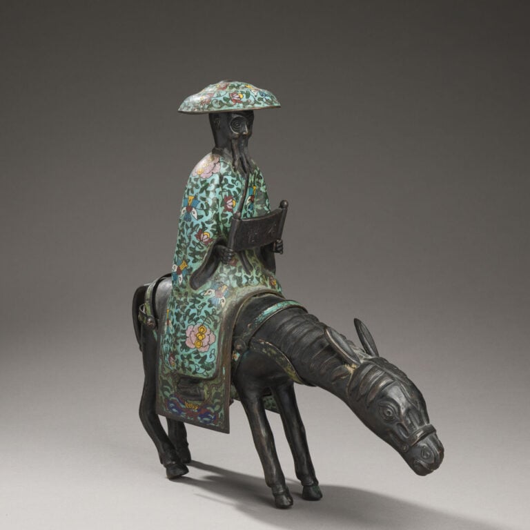 JAPON - XXème siècle - Sage Toba sur sa mule - Sculpture en deux parties en bro…
