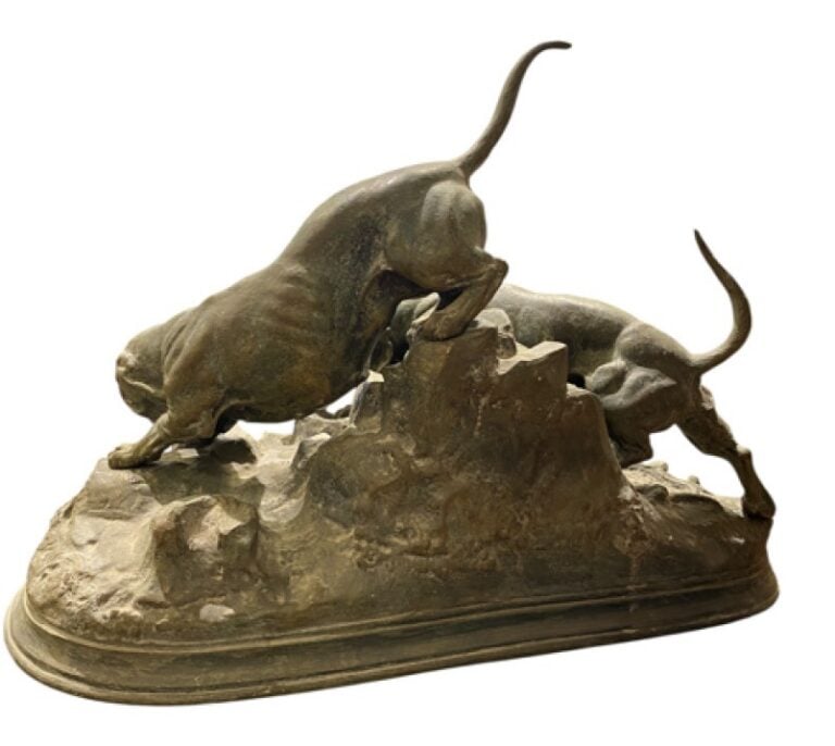 Jules MOIGNIEZ (1835-1894), d'après - Sujet en régule à patine brune représenta…