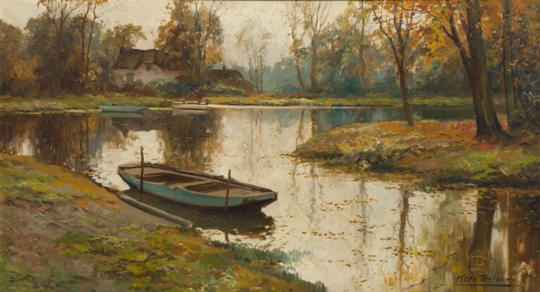 KEES TERLOW (1890-1948) - - Maison dans les bois au bord d'une rivière - - Pays…