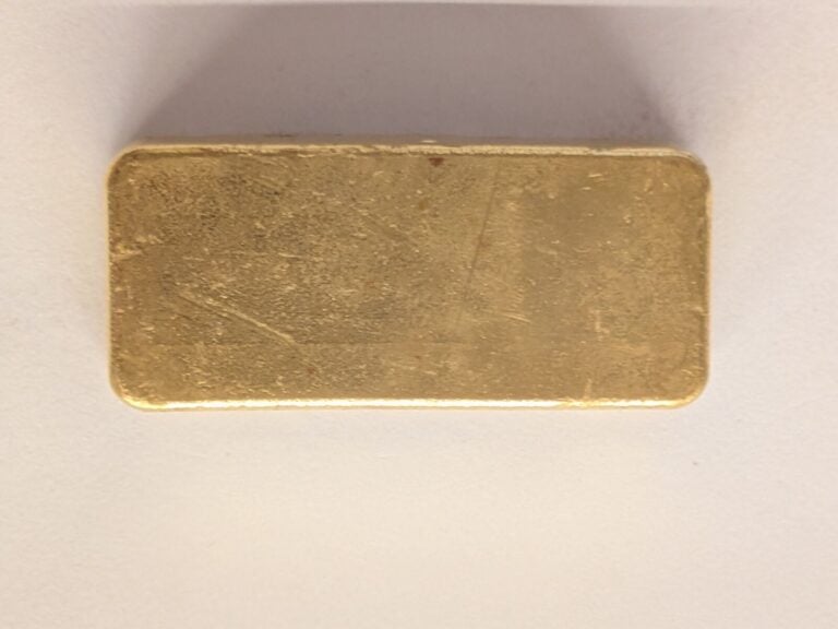 Lingot en or numéroté 500663 avec son bulletin d'essai Compagnie des Métaux Pré…