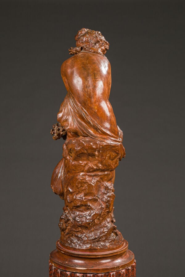 MATHURIN MOREAU (1822-1912) - Le Printemps ou la frileuse. Terre cuite à patine…