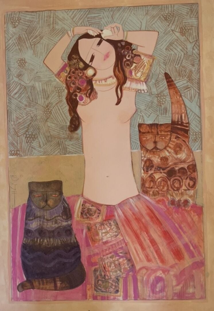 Mohajer DARIUSH (né en 1944) - Lot de deux dessins au crayon et aquarelle - "La…