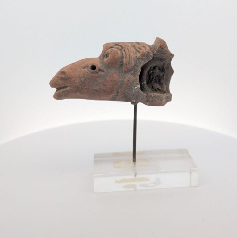 Tête de cheval hennissant - Terre cuite rose - Afrique du Nord - Époque Romaine…
