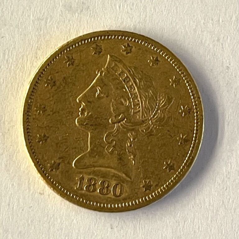 Une pièce de 10 dollars 1880 or Poids : 16.65 g