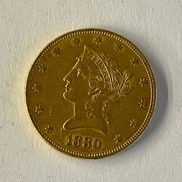 Une pièce de 10 dollars or 1880 Poids : 16.68 g