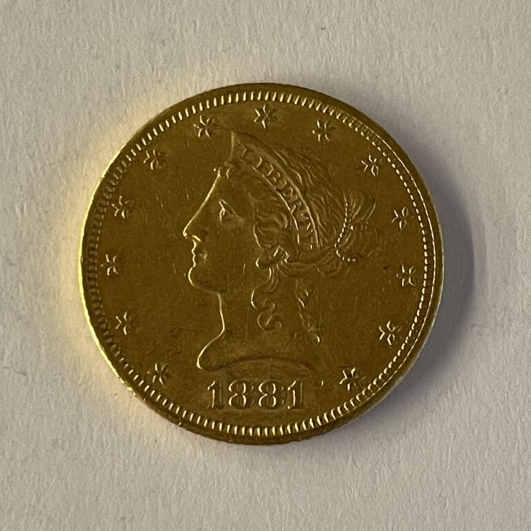 Une pièce de 10 dollars or 1881 : 16.69 g
