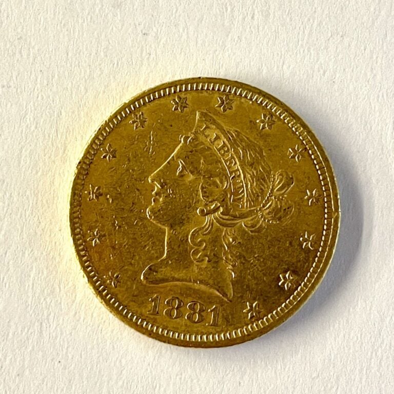 Une pièce de 10 dollars or 1881 Poids : 16.71 g