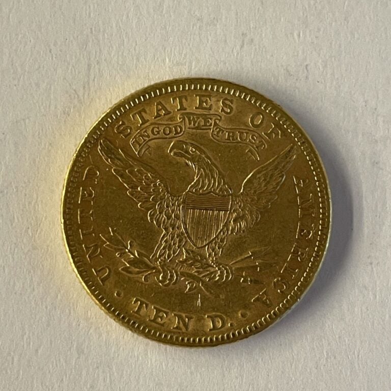 Une pièce de 10 dollars or 1882 Poids : 16.66 g