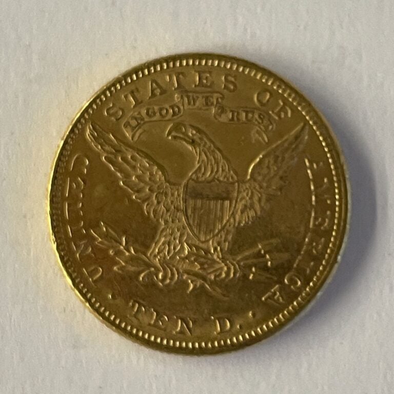 Une pièce de 10 dollars or 1882 Poids : 16.71 g