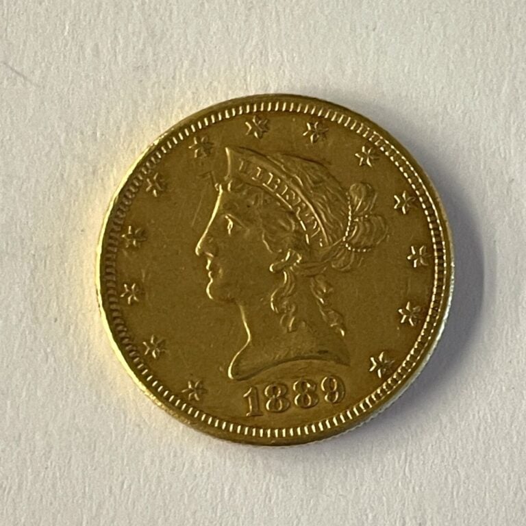 Une pièce de 10 dollars or 1889 Poids : 16.67 g