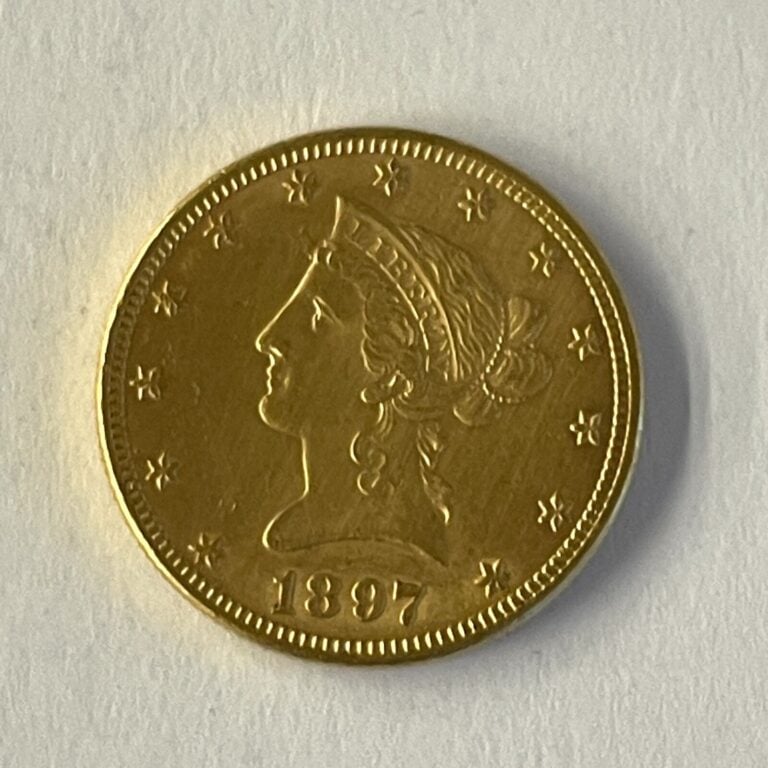 Une pièce de 10 dollars or 1897. Poids :16.72 g
