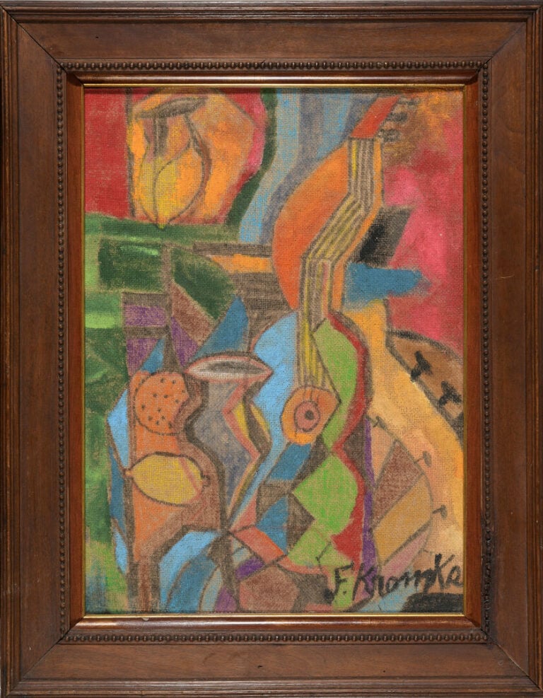 FEDERICO KROMKA (1890-1942) - Nature morte aux instruments et aux fruits - Tech…