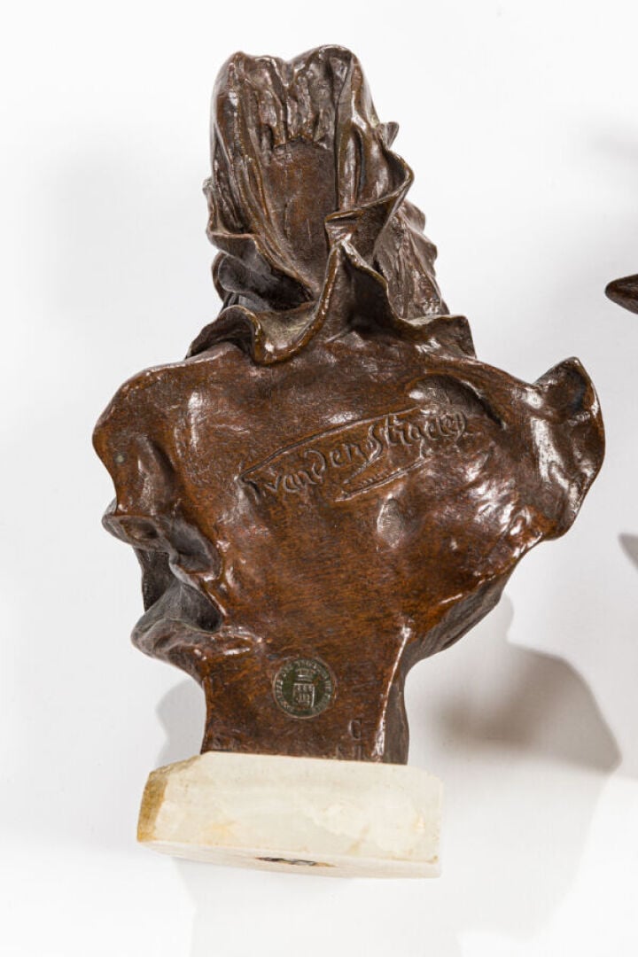 GEORGES VAN DER STRAETEN (1856-1928) - Suite de deux sculptures en bronze à pat…