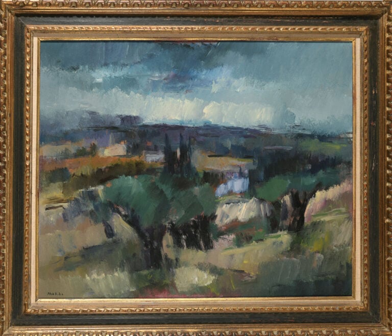 IBRAHIM SHAHDA (1929-1991) - Vue sur le Rocan - Huile sur toile - Signée en bas…