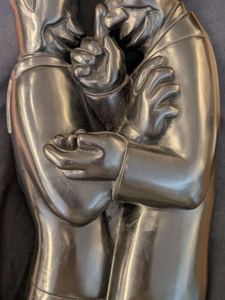JEAN LAMBERT-RUCKI (1888-1967) D'APRÈS - Confidences - Bronze à patine noire, s…
