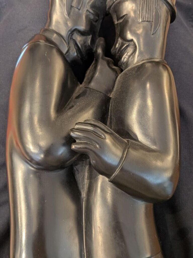 JEAN LAMBERT-RUCKI (1888-1967) D'APRÈS - Confidences - Bronze à patine noire, s…
