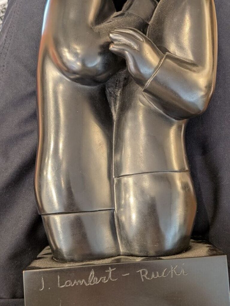 JEAN LAMBERT-RUCKI (1888-1967) D'APRÈS - Confidences - Bronze à patine noire, s…