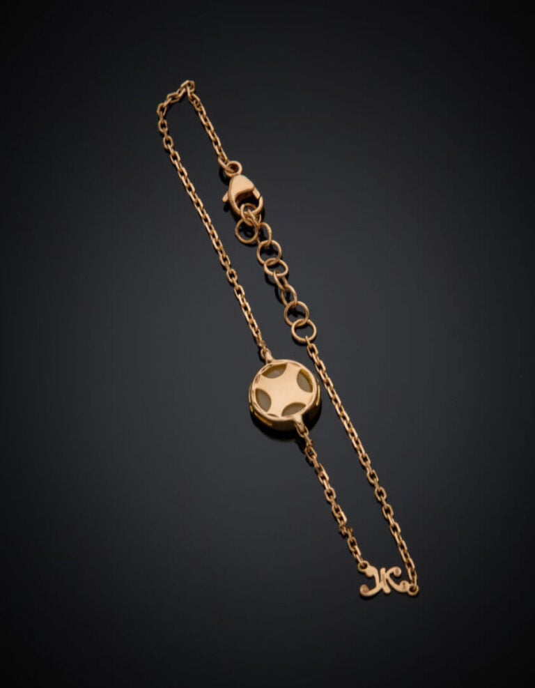KORLOFF/ JE PLAY - BRACELET chaînette "rond" en or rose (750 ‰), diamants et op…