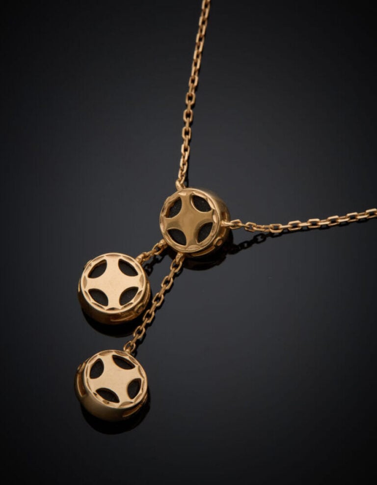 KORLOFF/ JE PLAY - COLLIER Saint Petersbourg "3 ronds" en or rose (750 ‰), diam…
