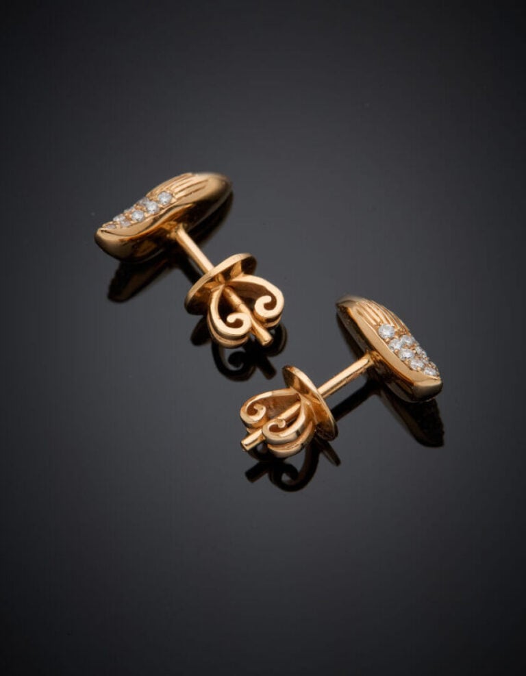 KORLOFF/VOLTE FACE - Paire de BOUCLES D'OREILLES en or rose (750 ‰) partielleme…