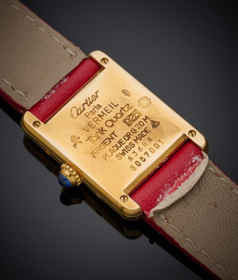 Must de CARTIER - BRACELET MONTRE, rectangulaire de dame, modèle «Tank», en ver…