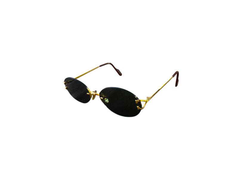 MUST DE CARTIER - Paire de lunettes de soleil, monture en métal doré - Avec écr…